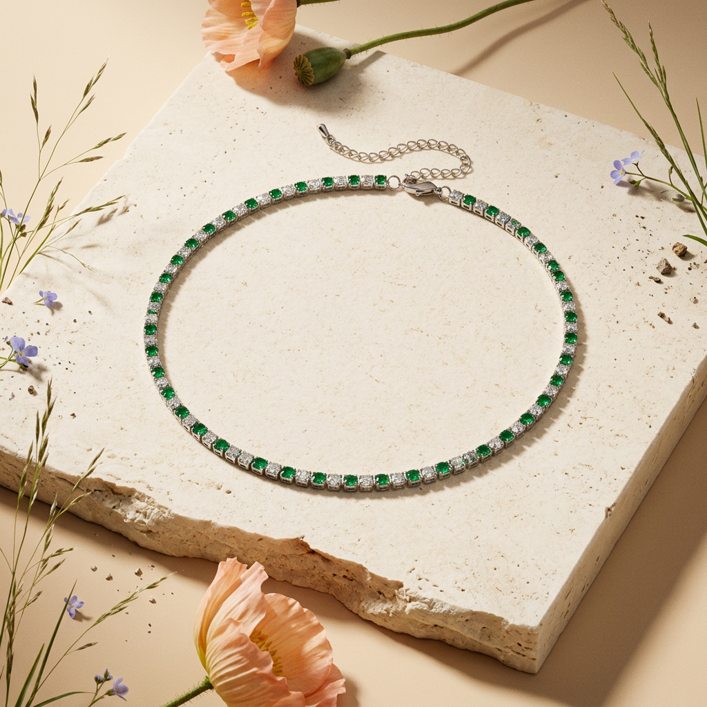Naephia Silver Tennis Chain Necklace