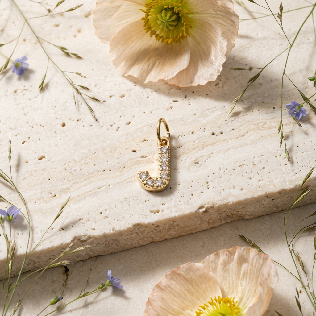 Zielia Golden "J" Letter Pendant Charm