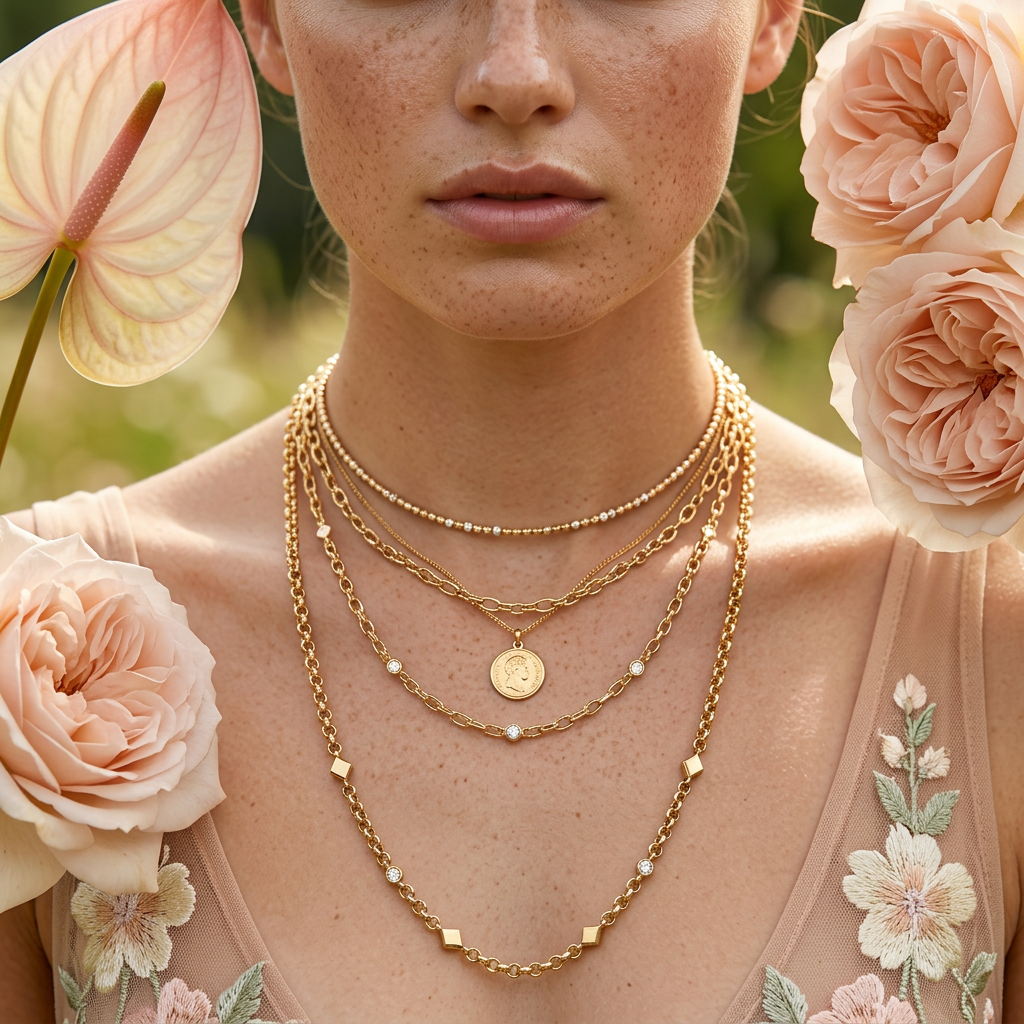 Theavia Golden Link Chain Necklace