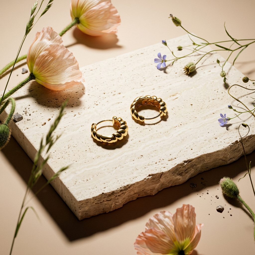 Keania Golden Halo Huggie Earrings