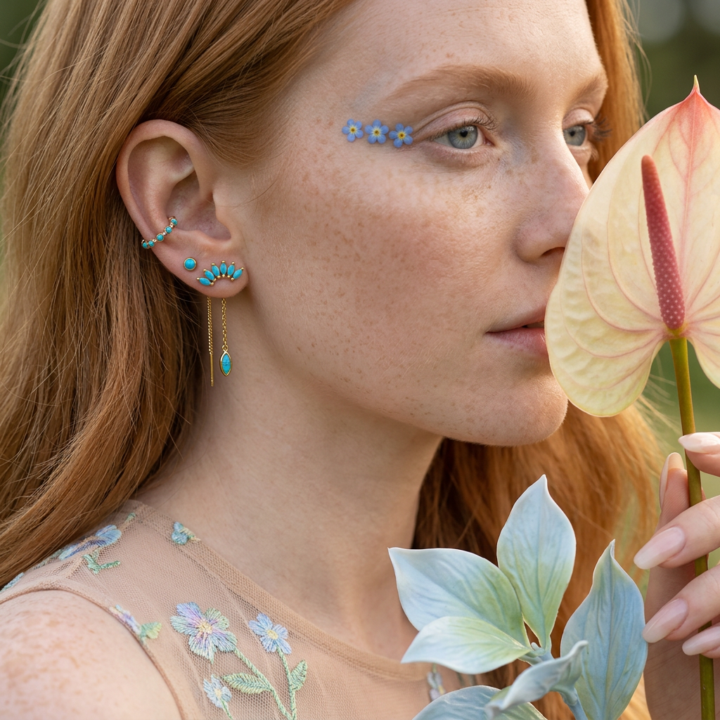 Liolia Golden Cluster Stud Earrings