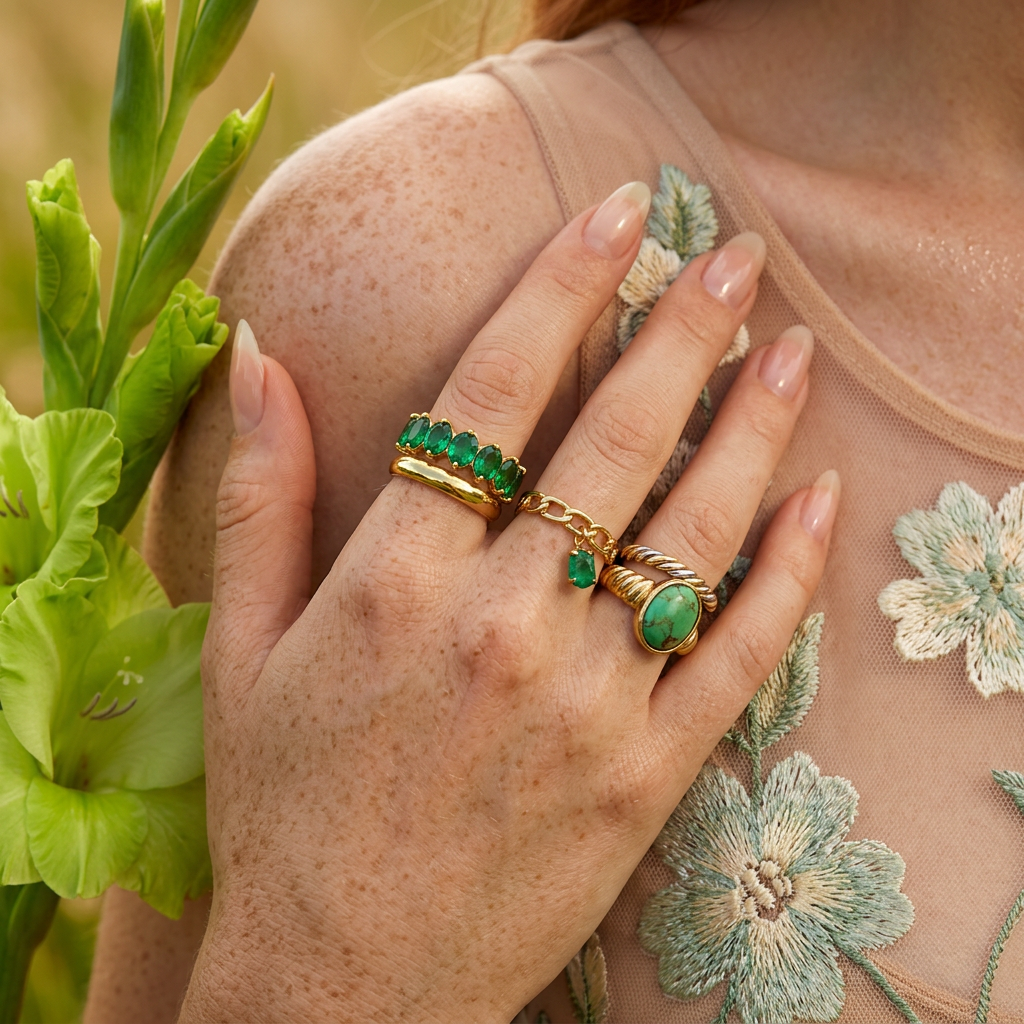 Lionia Golden Orb Band Ring