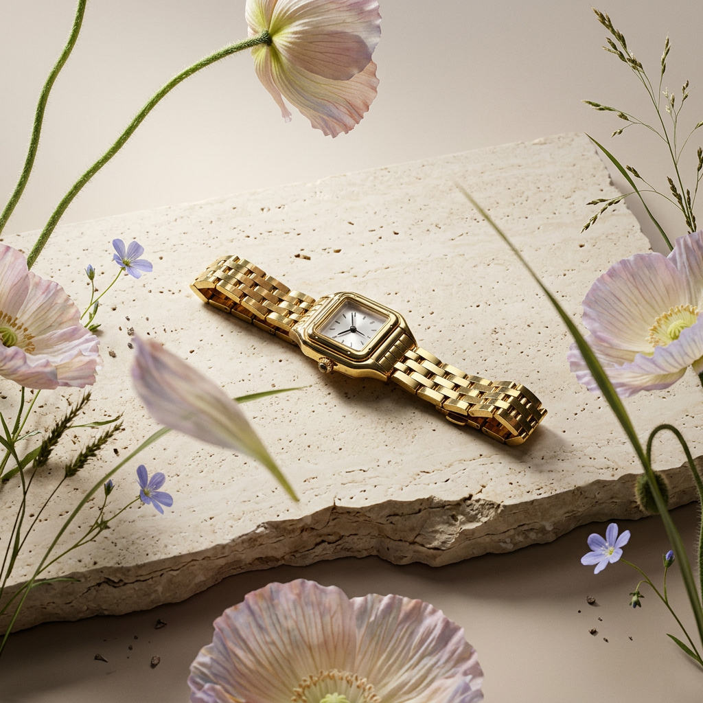 Zionia Golden Square Link Bracelet Watch