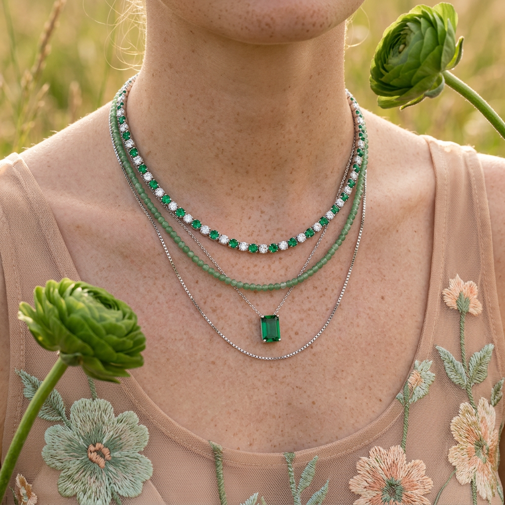 Naephia Silver Tennis Chain Necklace