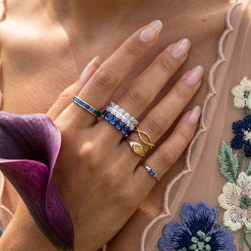 Violeia Silver Cluster Band Ring