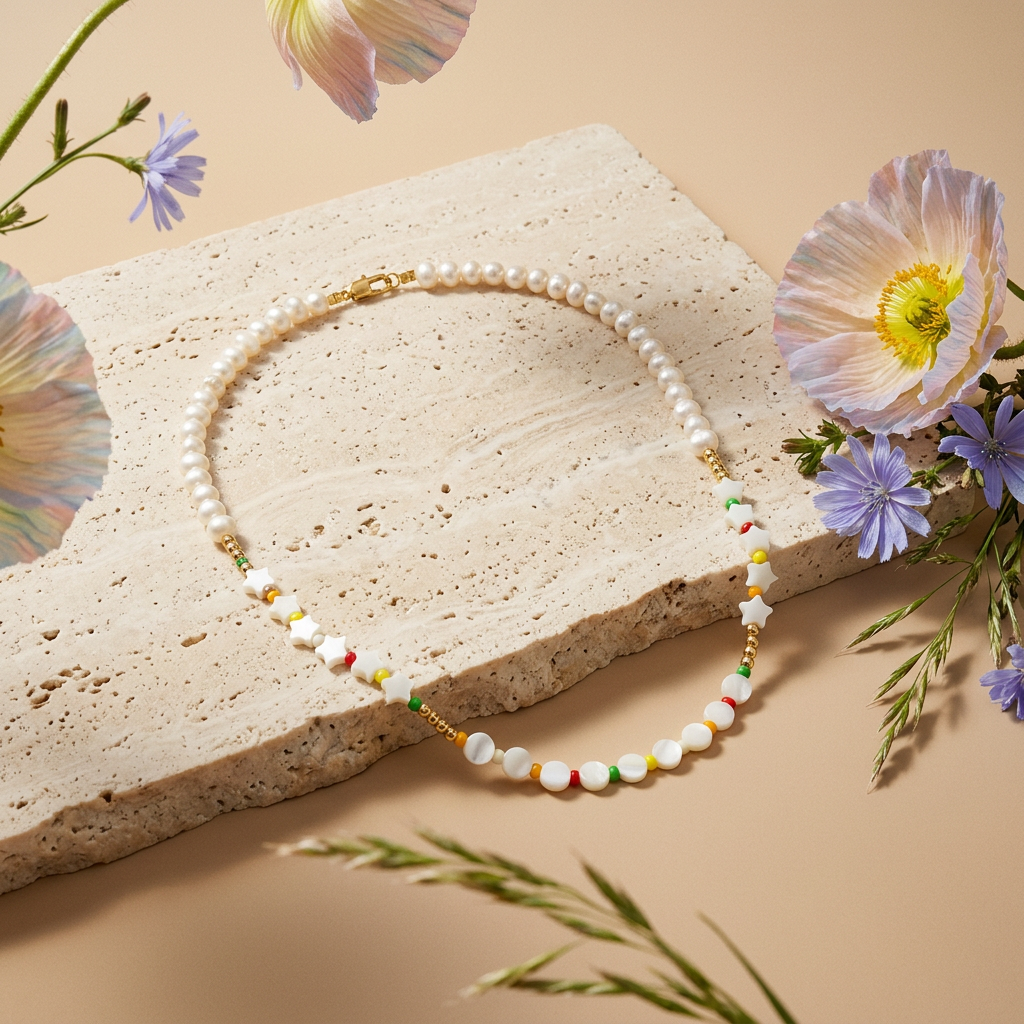 Ziolia Golden Pearl Bead Strand Necklace