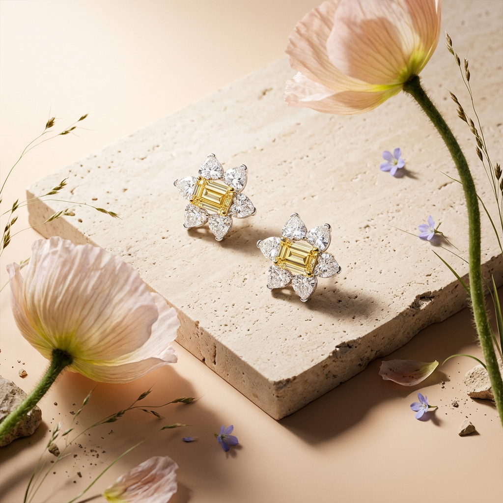 Raevia Golden Flower Cluster Stud Earrings