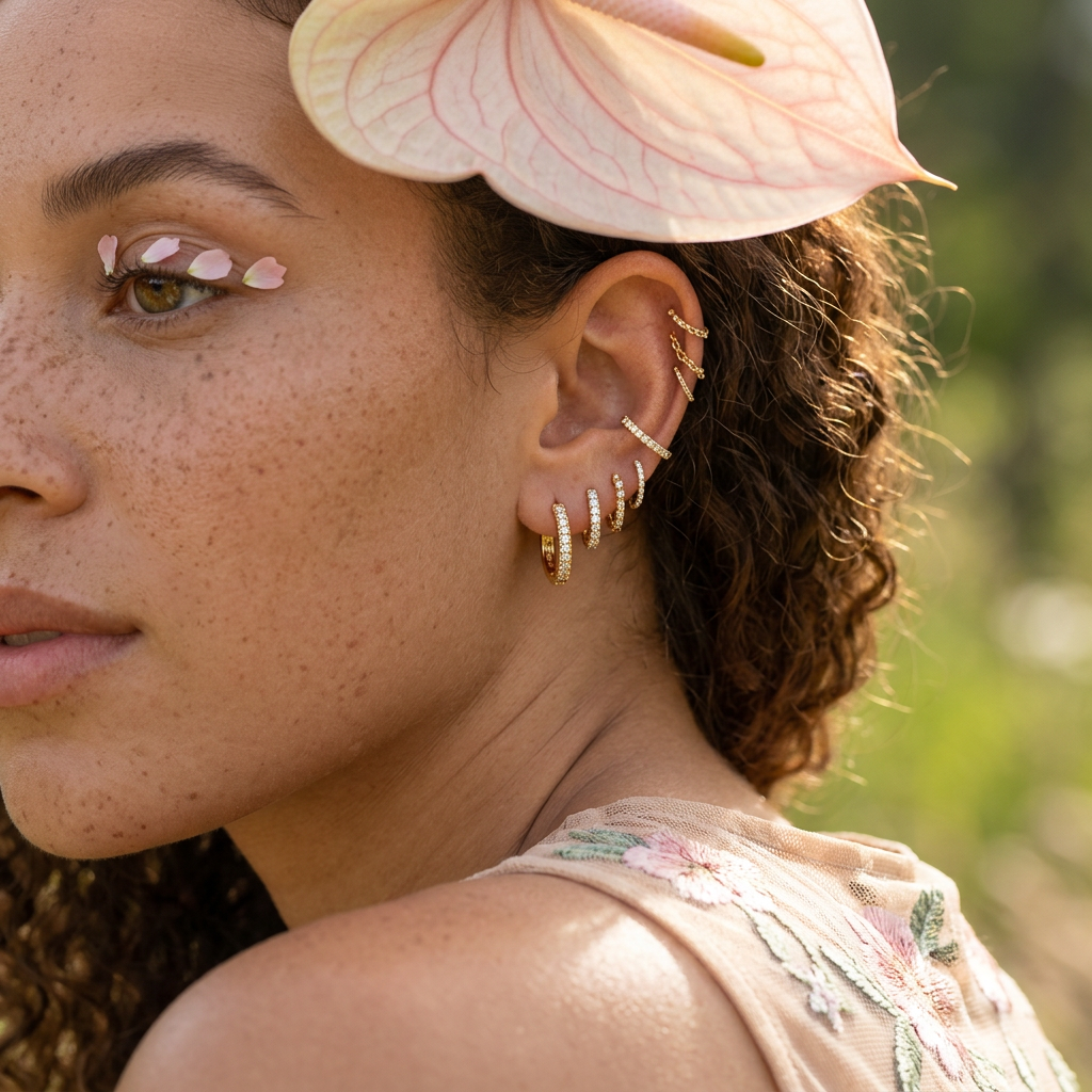 Laenia Golden Halo Huggie Earrings