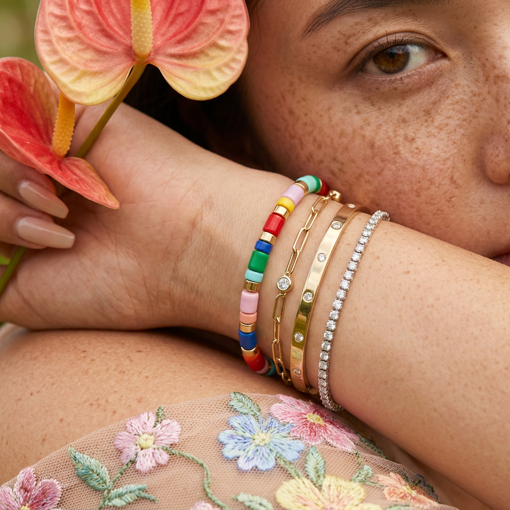 Zeania Golden Disc Bead Bracelet