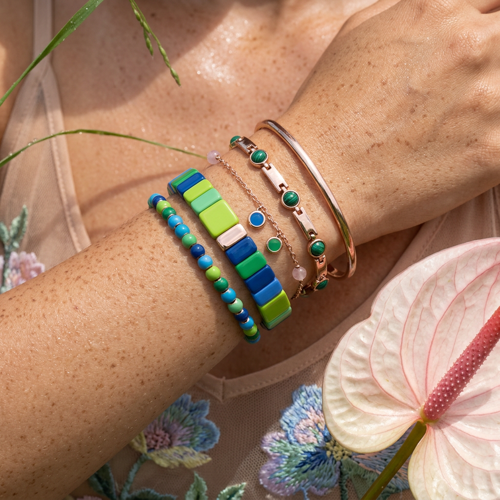 Liornia Rose Gold Tile Strand Bracelet