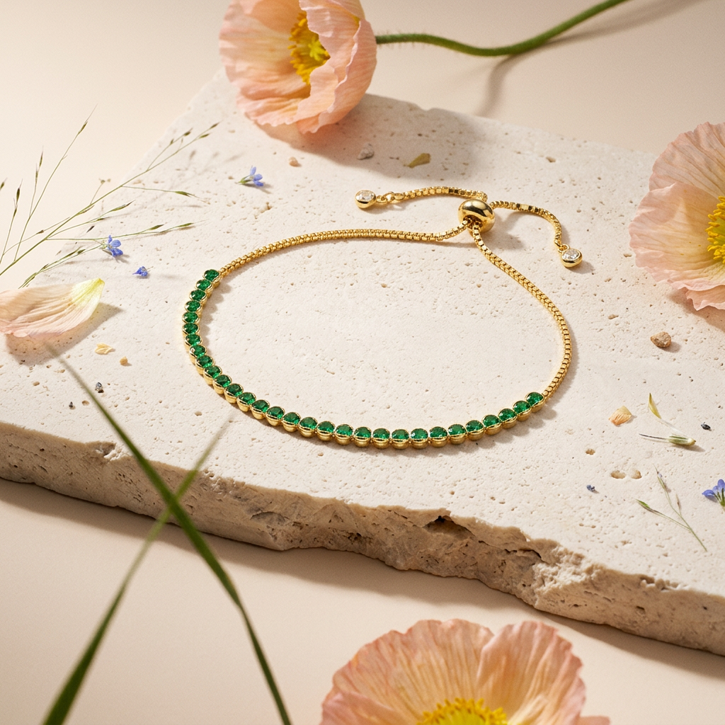Viorlia Golden Orb Tennis Bracelet
