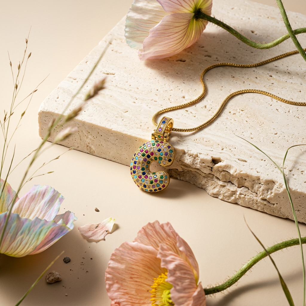 Ziarra Golden "C" Letter Charm Necklace