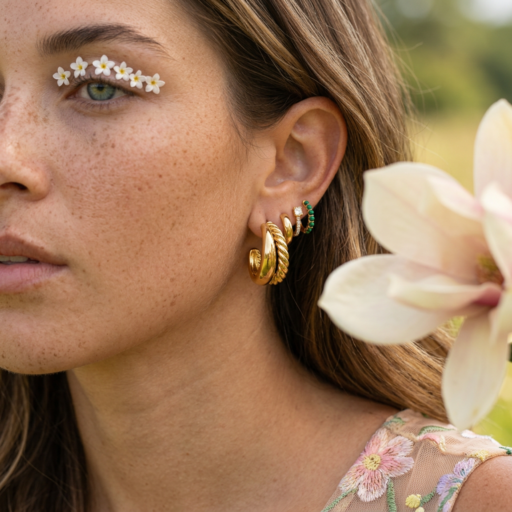 Laenia Golden Halo Huggie earrings