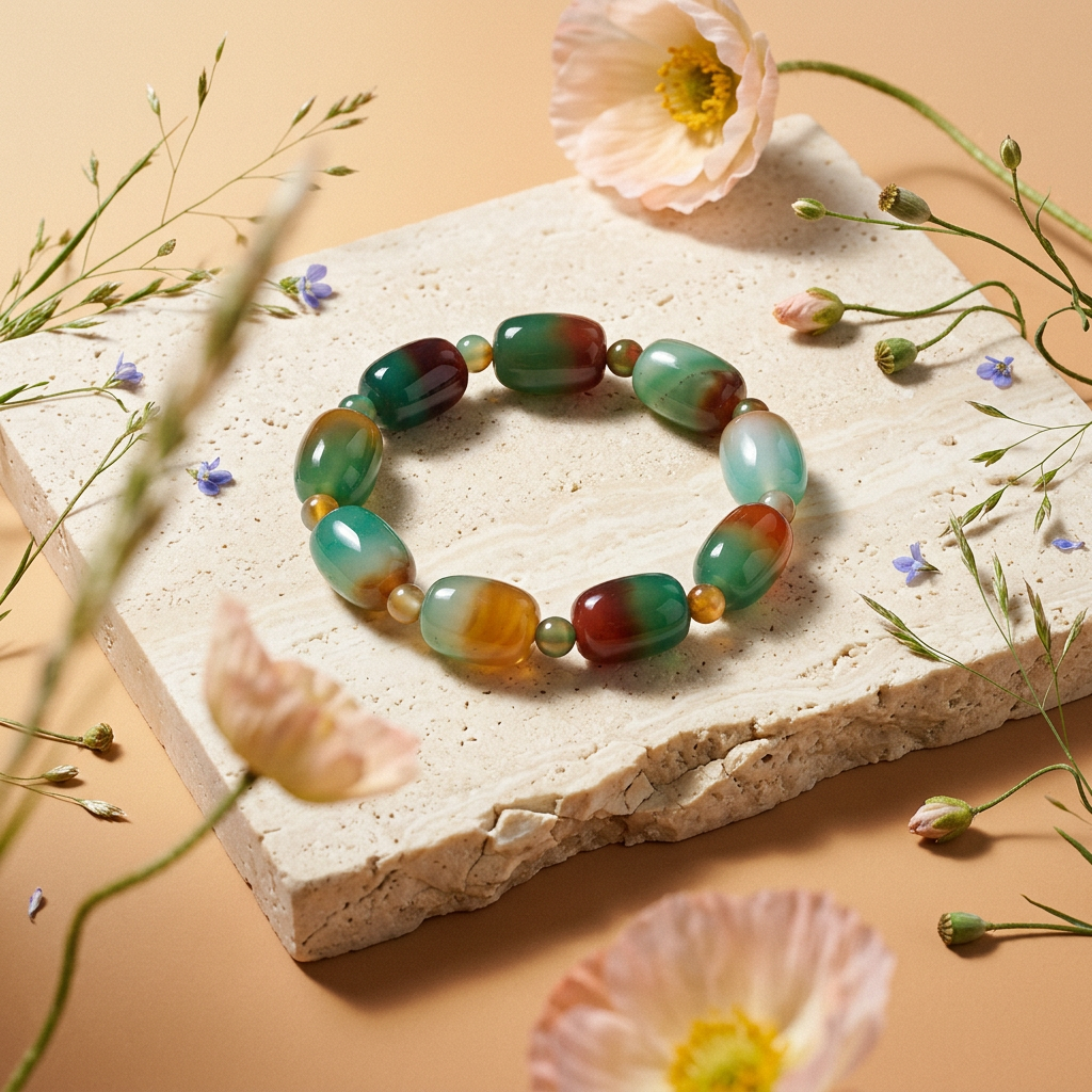 Raevia Agate Oval Strand Bracelet