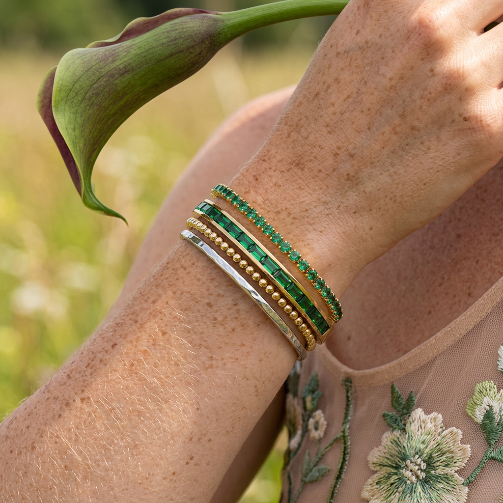 Zaelia Golden Bar Cuff Bracelet