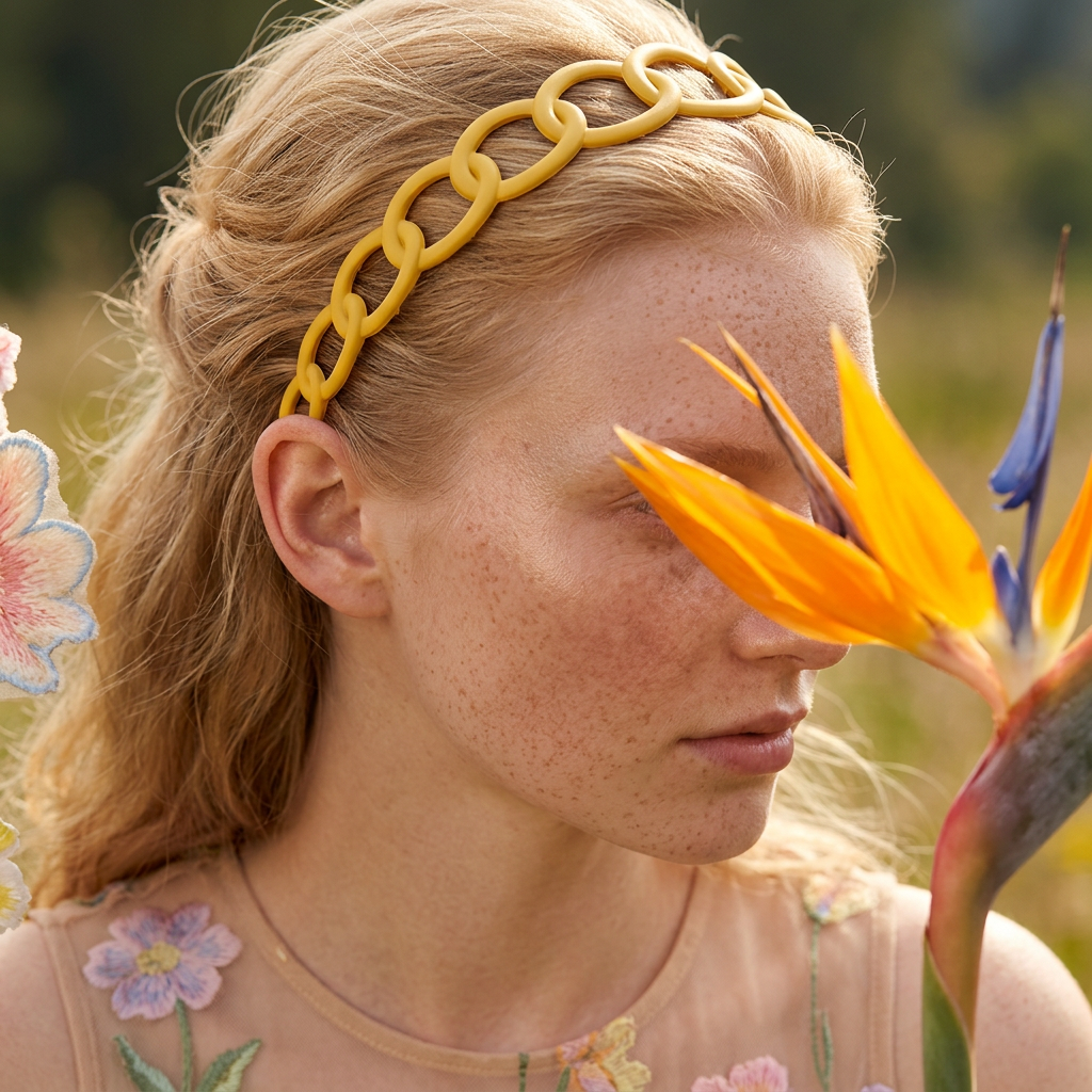 Raevia Matte Acrylic Chain Headband hair