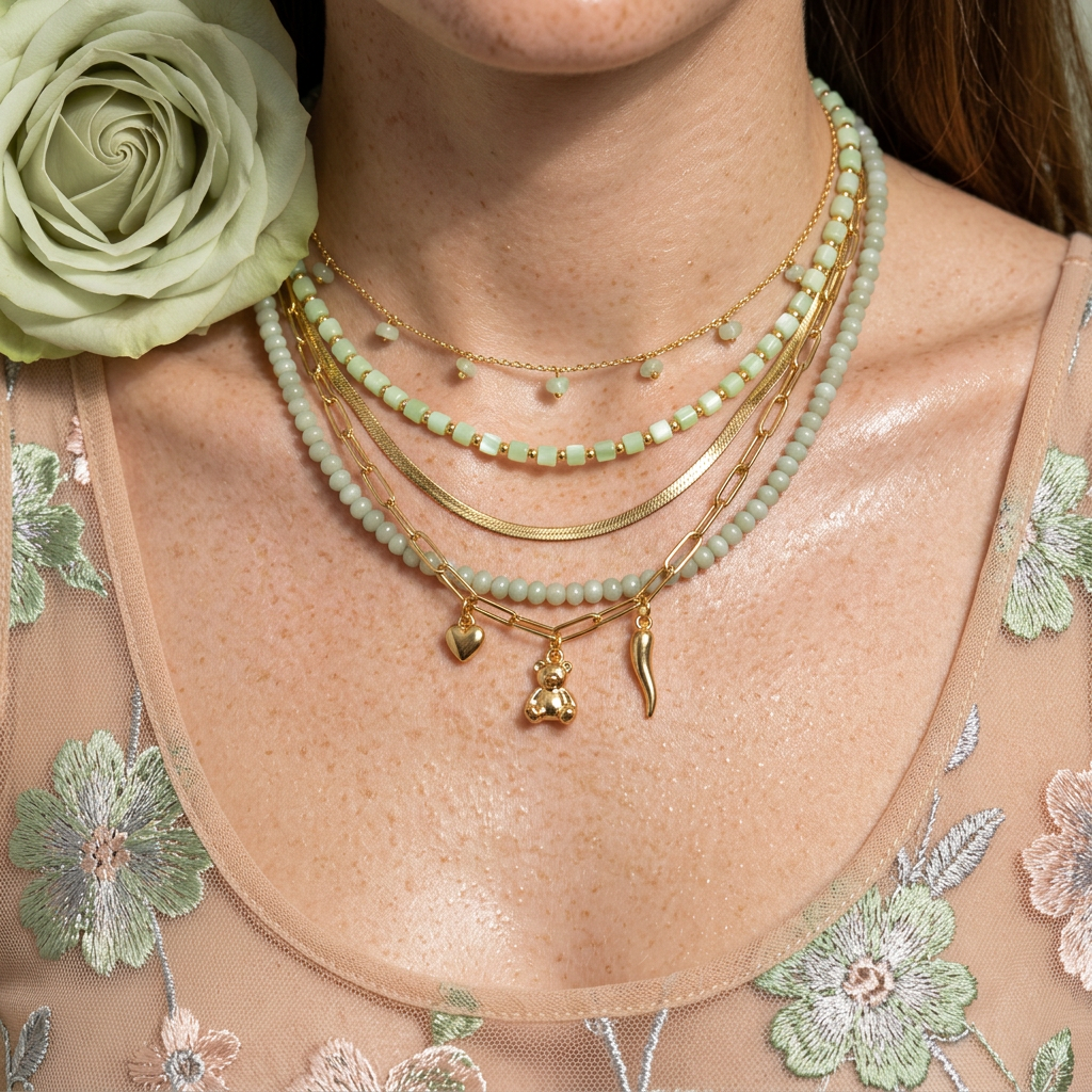 Raelia Golden Cube Strand Necklace