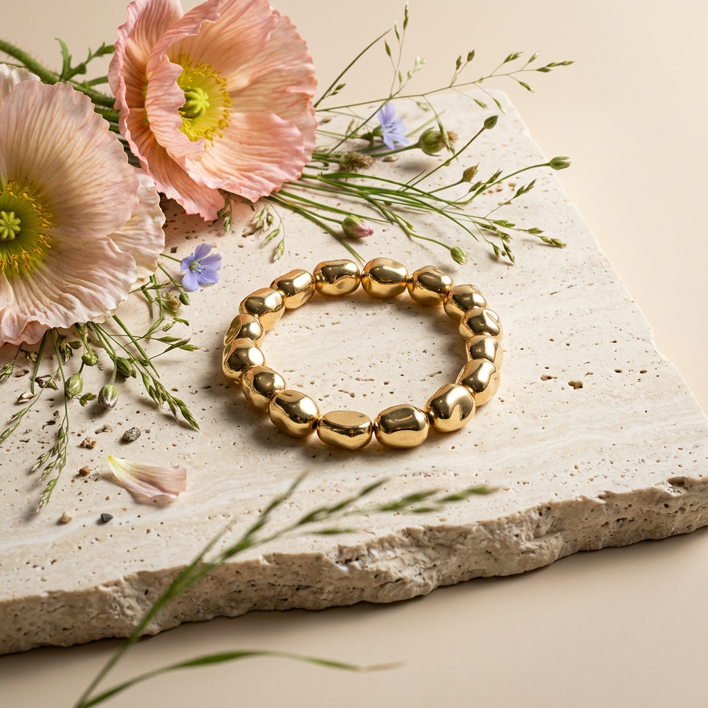 Raevia Golden Orb Strand Bracelet