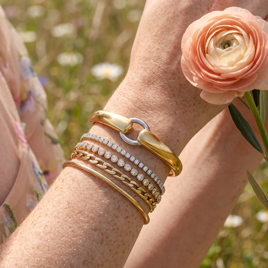 Raelia Mixed Metal Loop Cuff bracelet