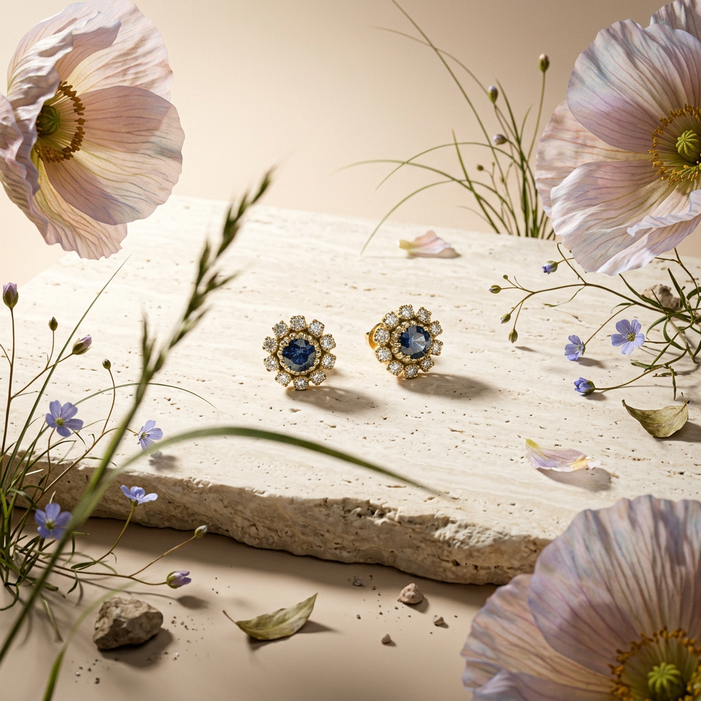 Zaevia Golden Flower Stud Earrings