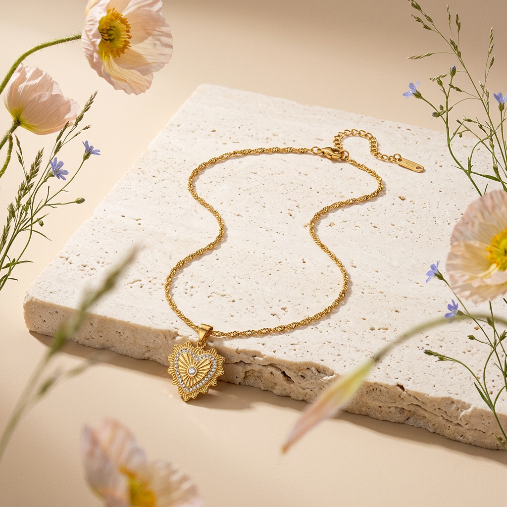 Kaelia Golden Heart Pendant Charm