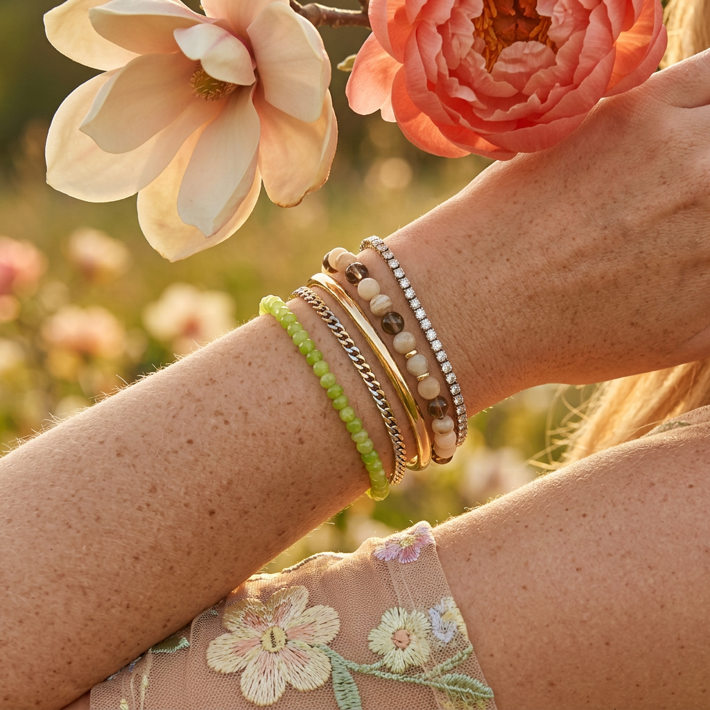 Zealia Golden Disc Bead Bracelet
