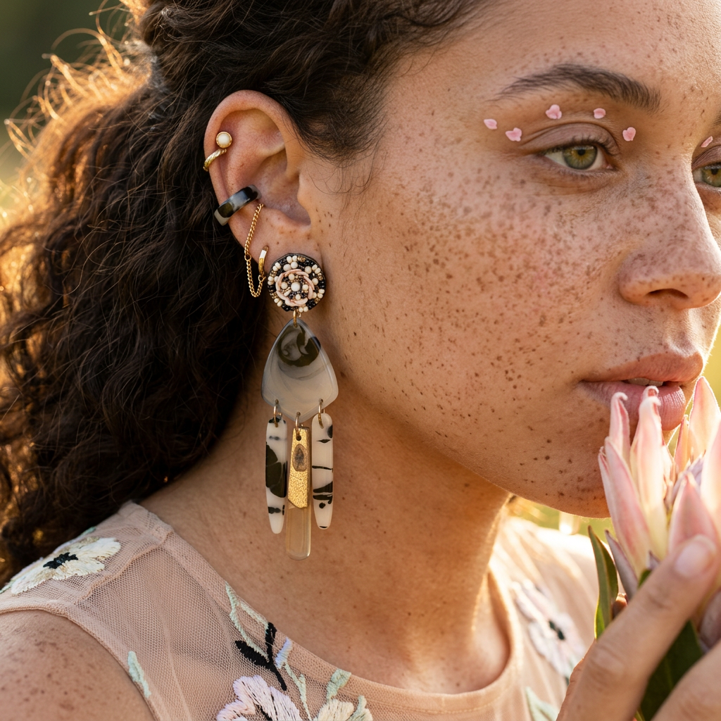 Sionia Golden Floral Drop Earrings