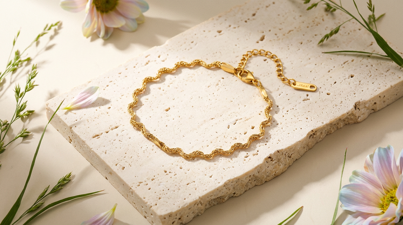 Zionna Golden Wave Chain Bracelet