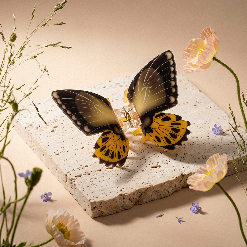 Raevia Acrylic Butterfly Wing Clip hair