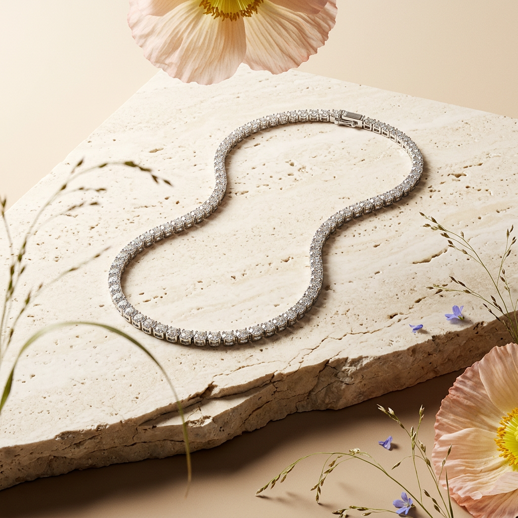 Zialia Silver Round Tennis Necklace