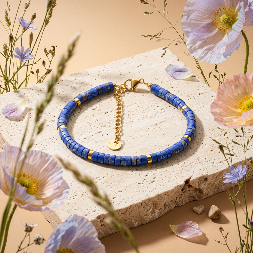 Teovia Golden Disc Bead Bracelet