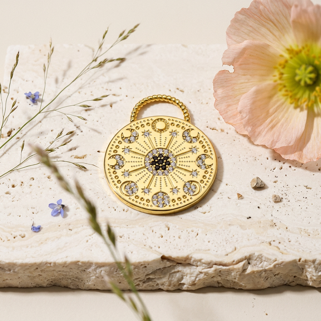 Zaevia Golden Disc Pendant charm
