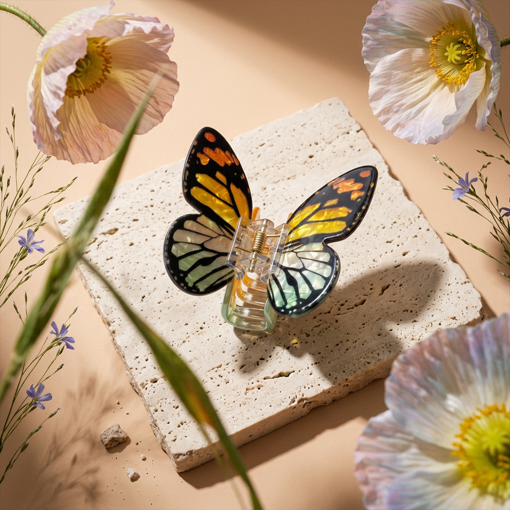 Vaelia Acrylic Butterfly Clip hair