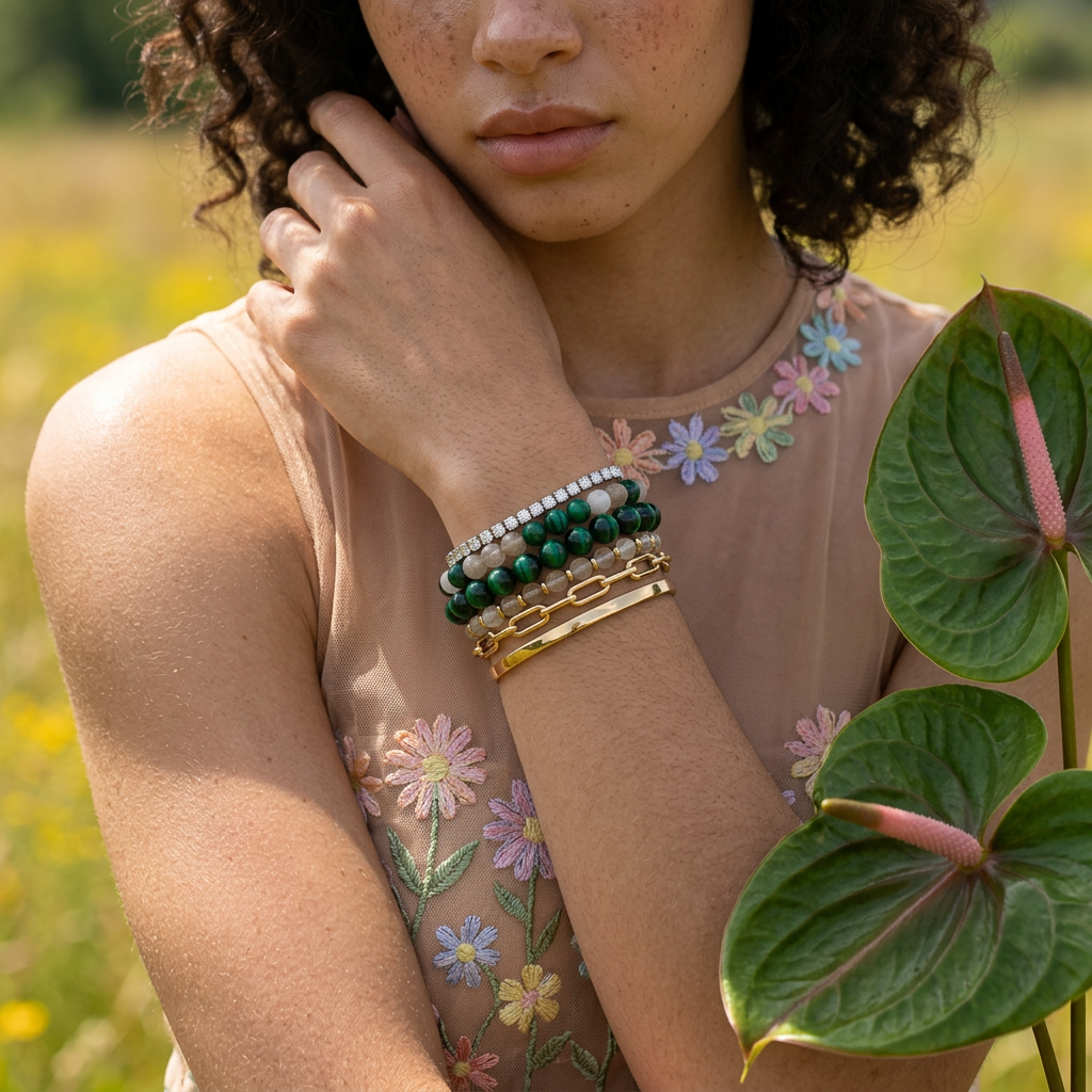 Zealia Emerald Orb Strand Bracelet