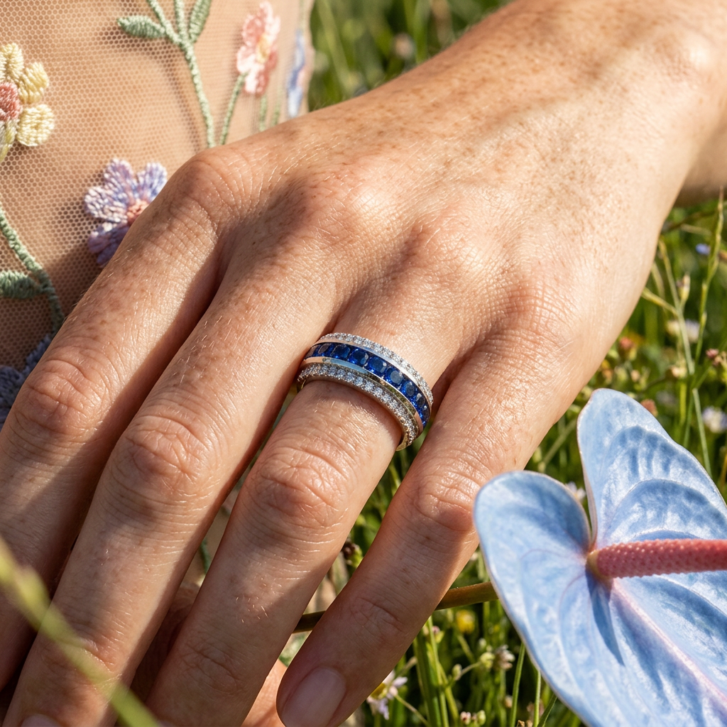 Thionia Silver Cluster Pavé Band Ring