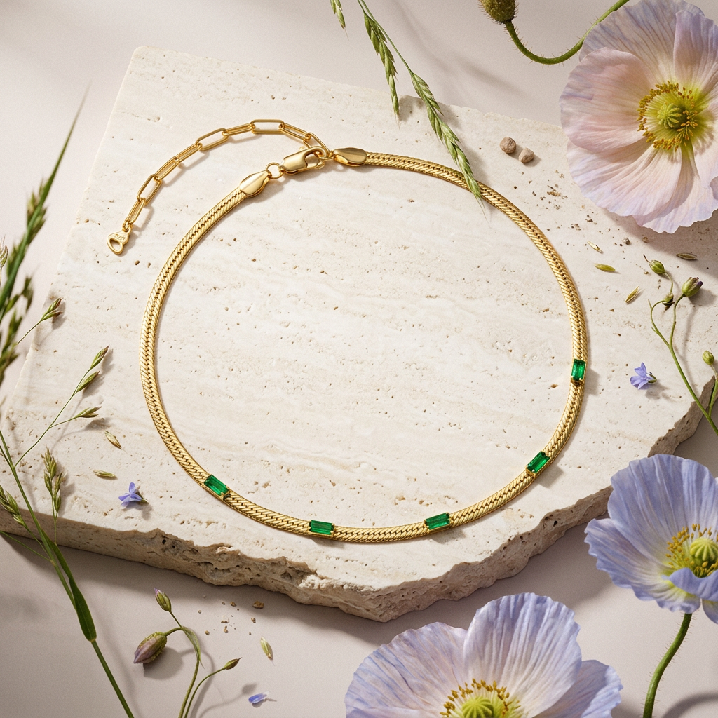 Zaevia Golden Bar Chain Necklace