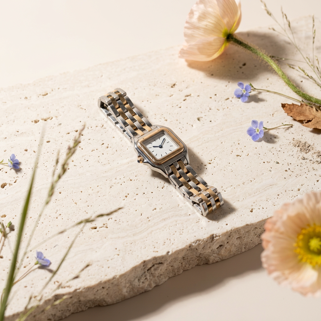 Viania Mixed Metal Square Bracelet Watch