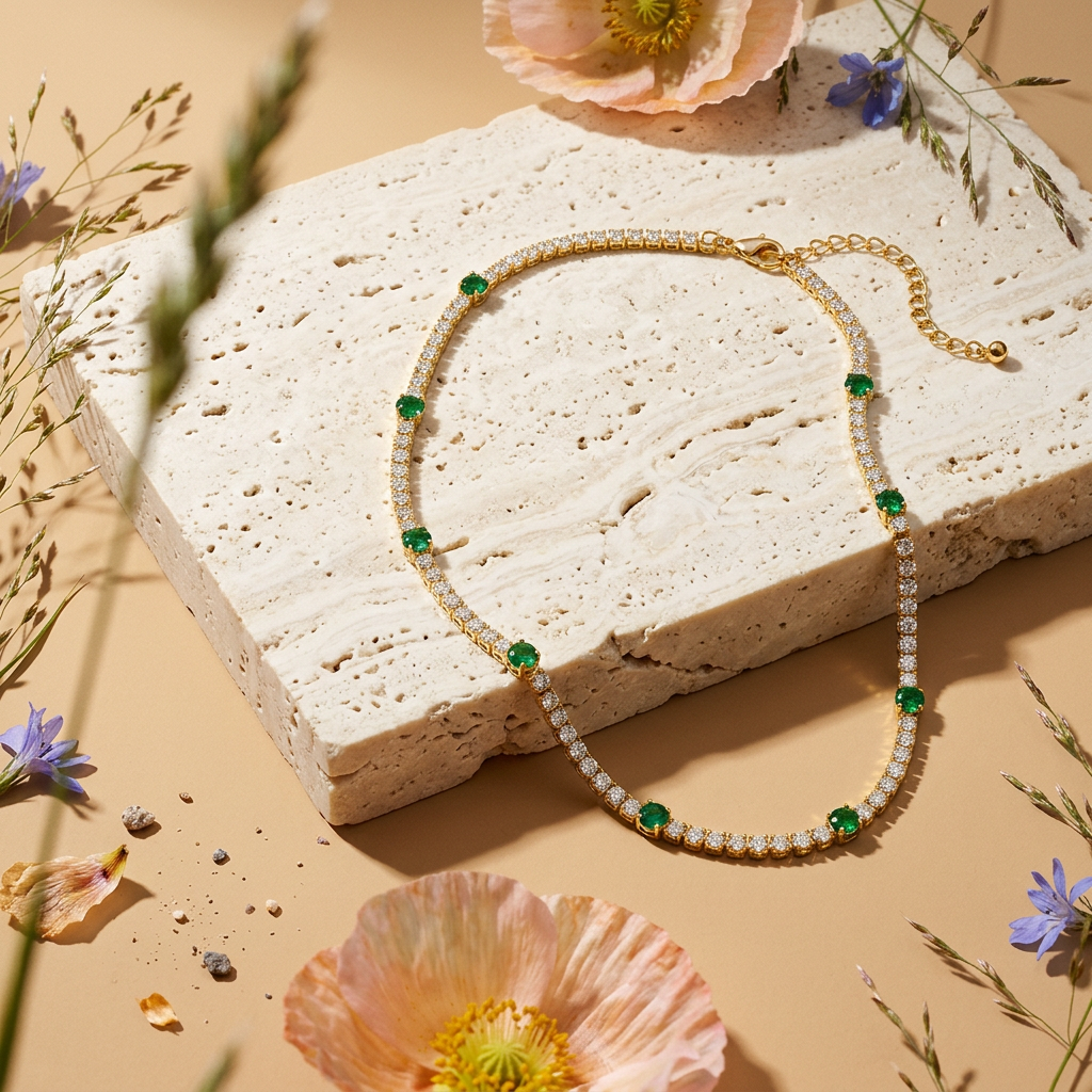 Gaelia Golden Orb Tennis Necklace
