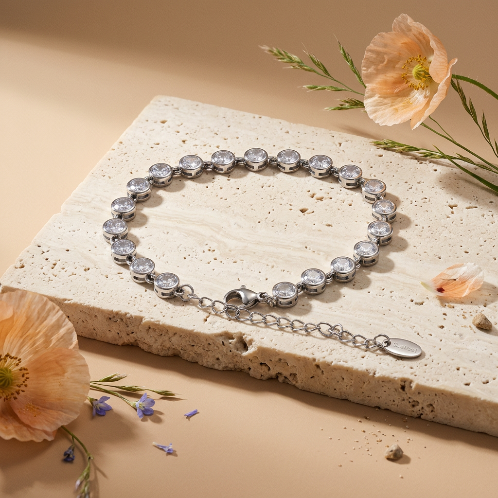 Violia Silver Orb Tennis Bracelet