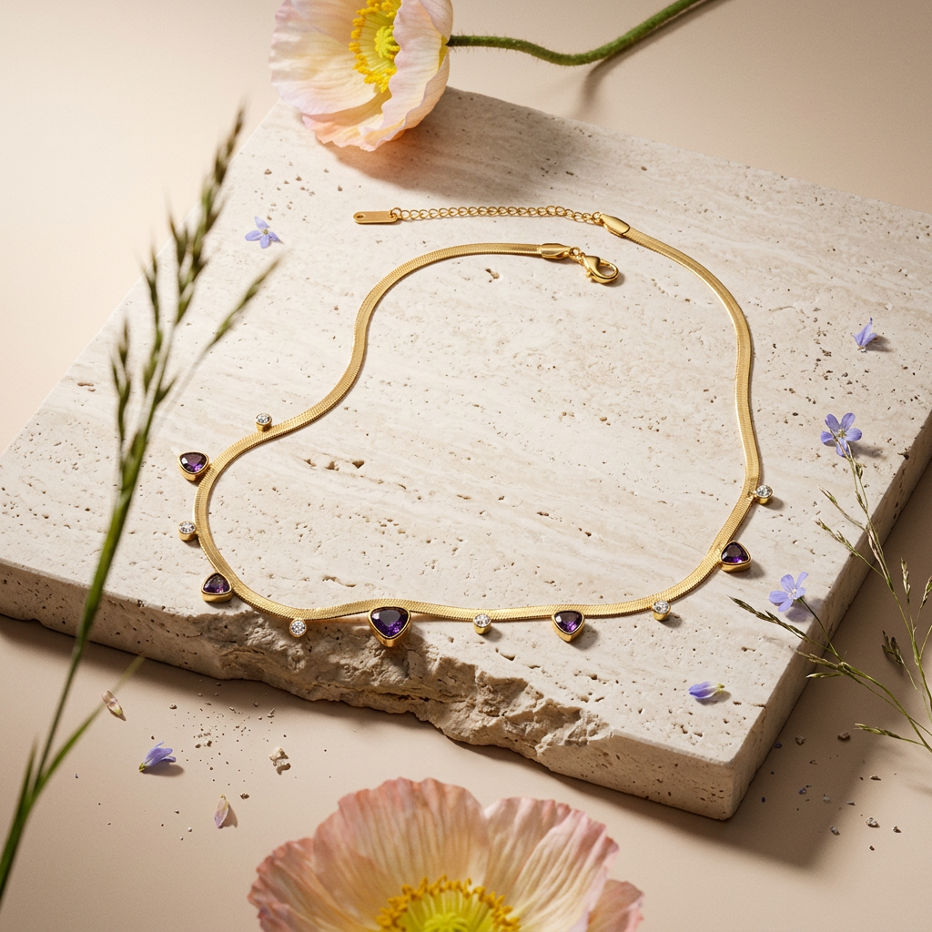 Vealia Golden Trillion Chain Necklace