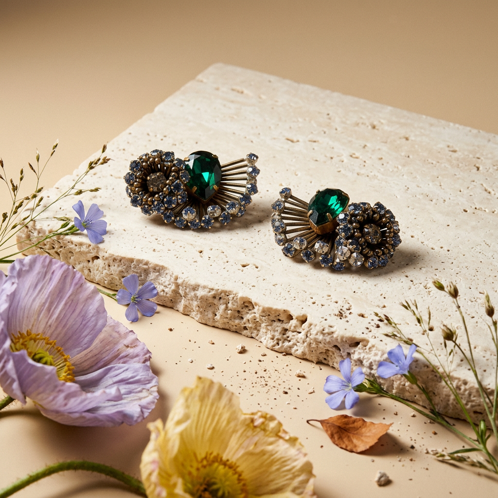Zaeolia Golden Teardrop Cluster Stud Earrings