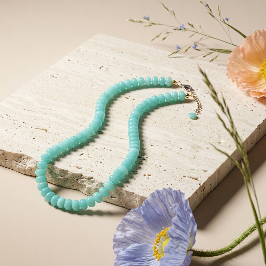 Laelia Golden Turquoise Bead Strand Necklace