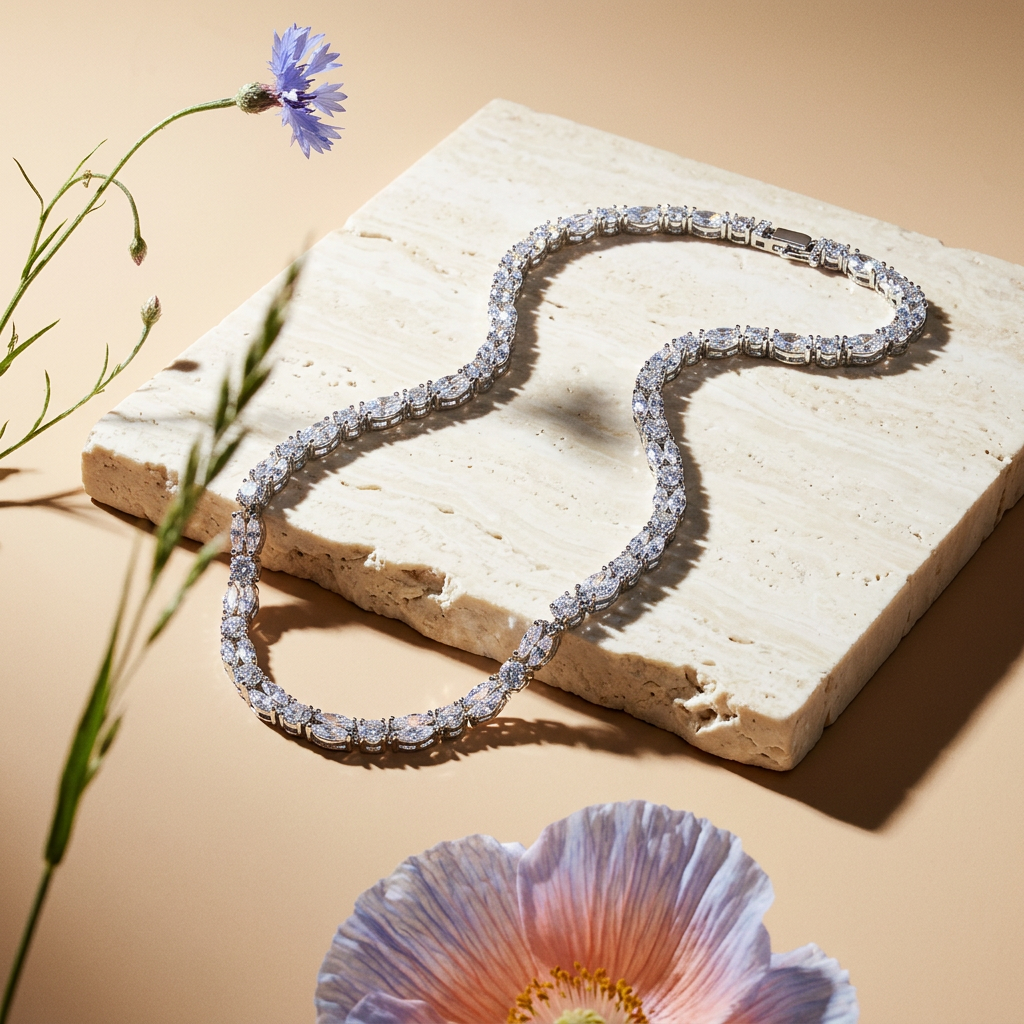 Dealia Silver Cluster Chain Necklace