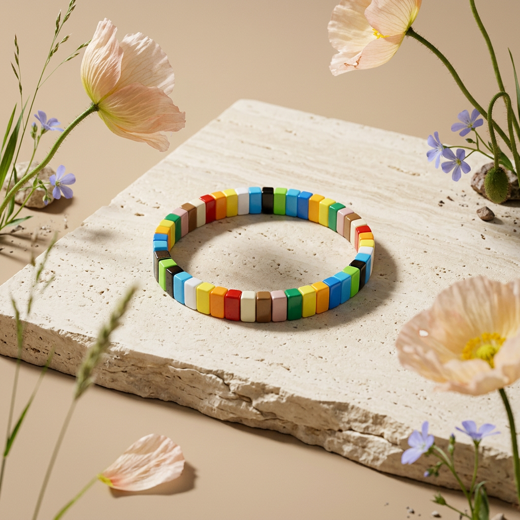 Zaephia Acrylic Tile Strand Bracelet