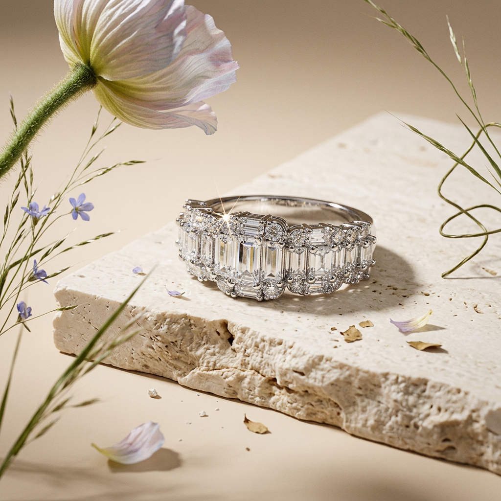 Zeomia Silver Cluster Band Ring