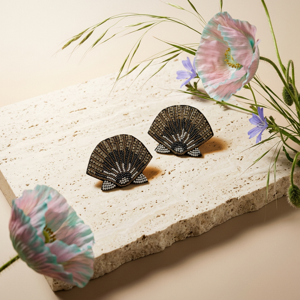 Zaelia Mixed Metal Fan Stud Earrings