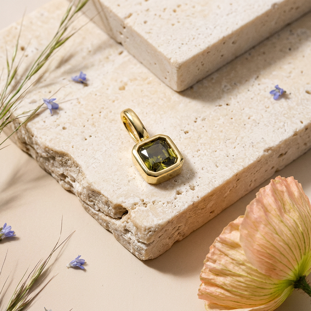 Zeolia Golden Square Pendant charm