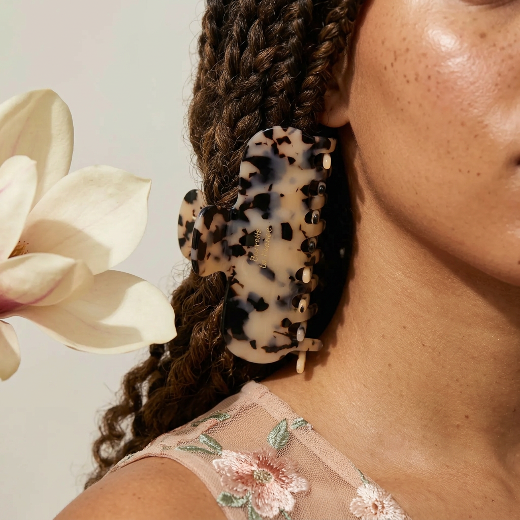 Maelia Tortoise Claw Clip hair
