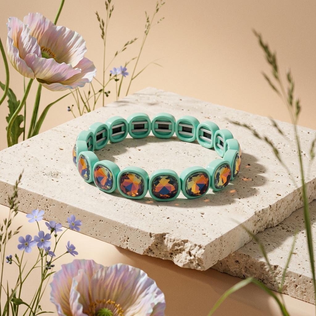 Raevia Mint Resin Orb Strand Bracelet