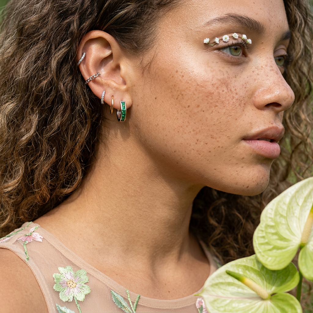 Thaevia Silver Halo Huggie Earrings